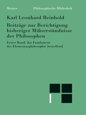 cover image of Beiträge zur Berichtigung bisheriger Mißverständnisse der Philosophen (I)